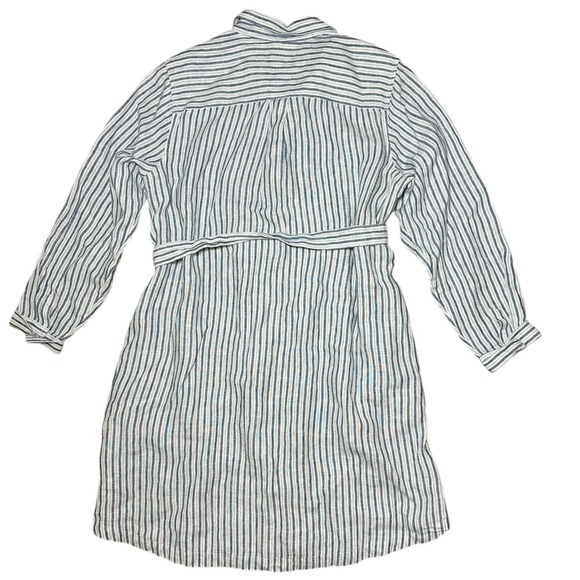 Lands’ End 100% Linen Long Sleeve Stirt Dress Nautical Striped Button-Up XL 18 - Picture 10 of 12